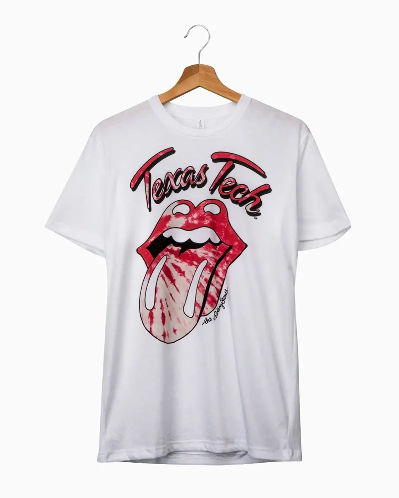 Rolling Stones Texas Tech Tie Dye Lick White Tee 1