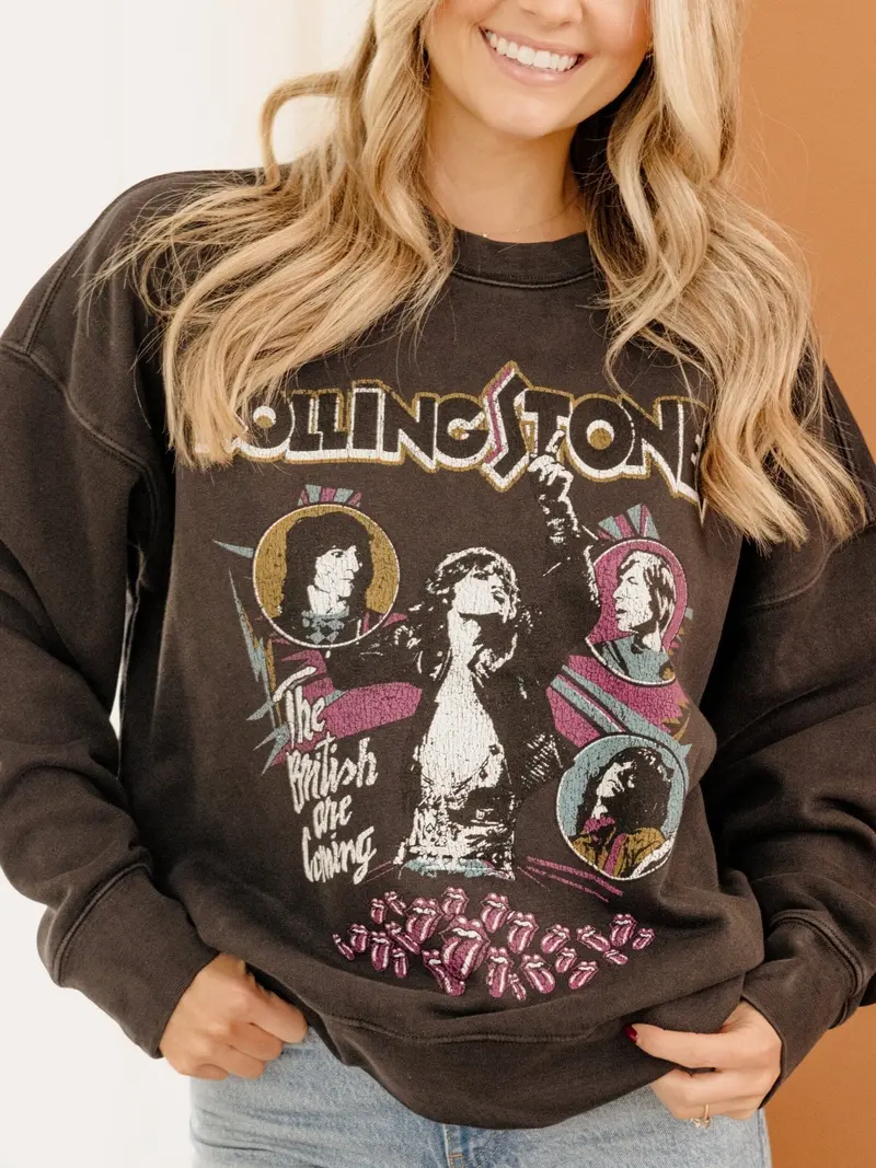 Rolling Stones The British Are Coming Smoke Hi-Dive Oversized Crew Sweatshirt 1