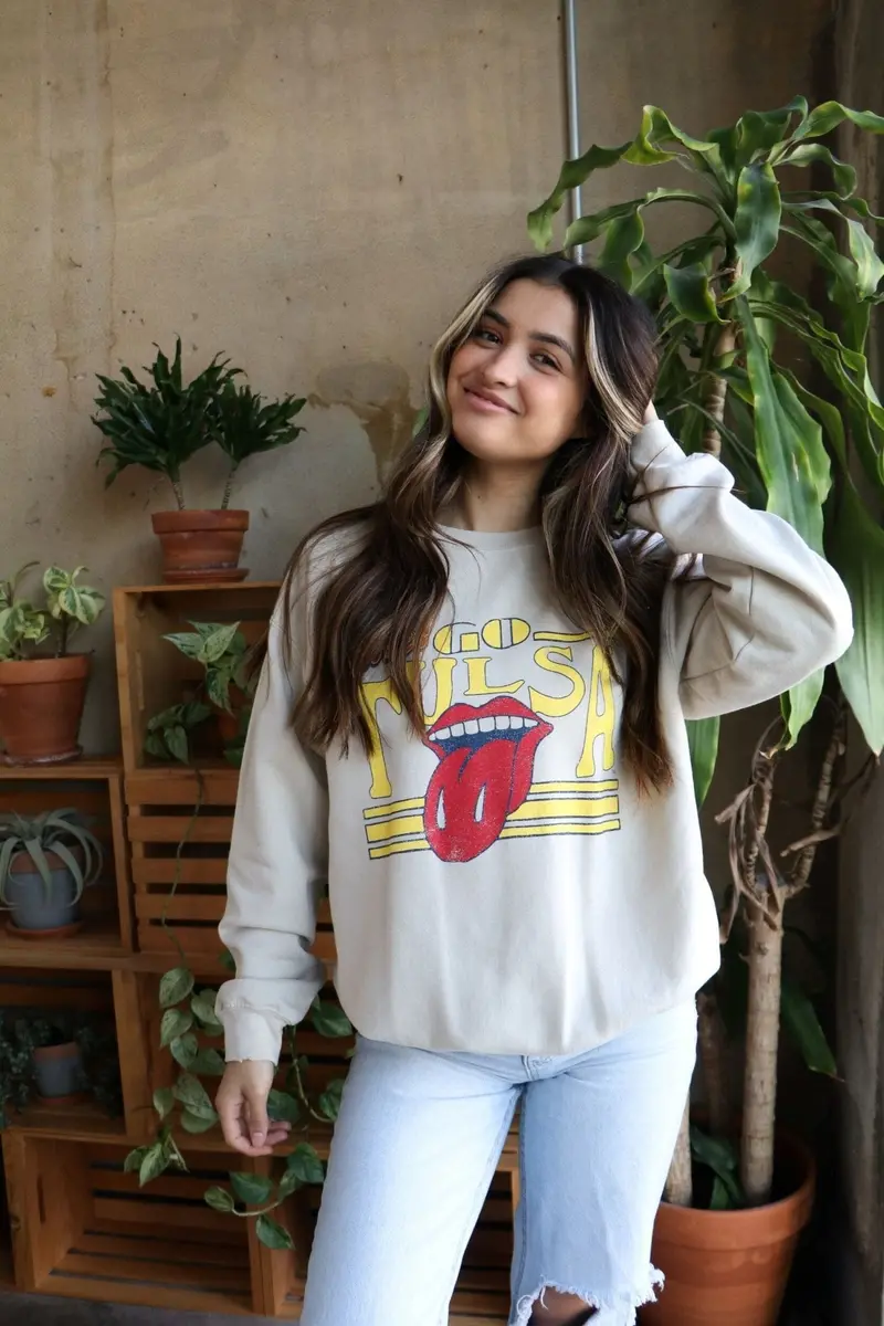 Rolling Stones Tu Stoned Sand Thrifted Sweatshirt 1