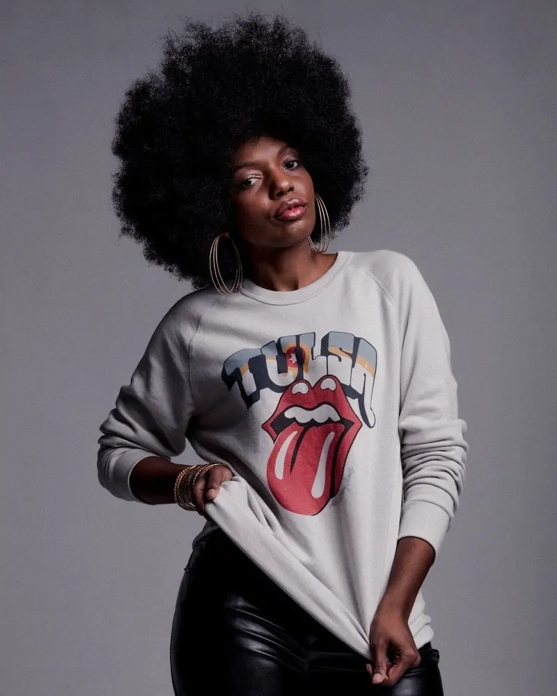 Rolling Stones Tulsa Flag Rocker Gray Champ Terry Sweatshirt (Final Sale) 1