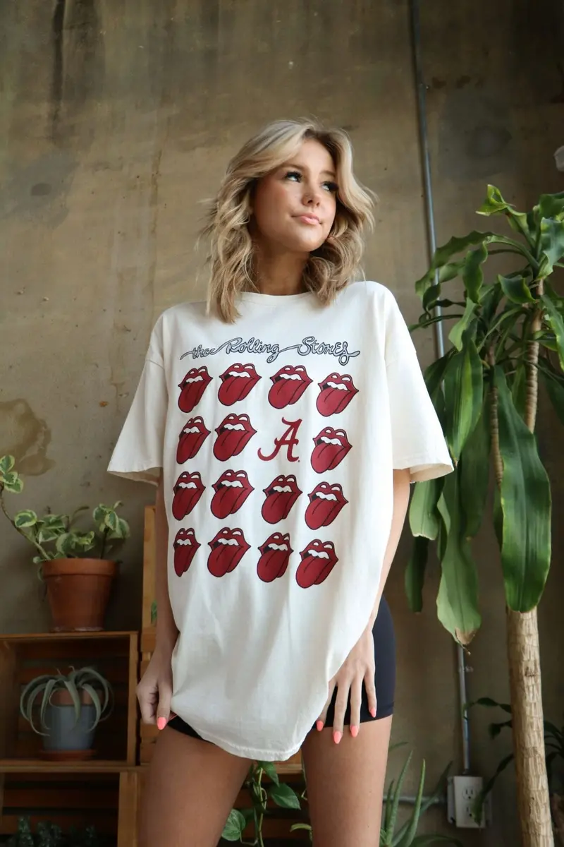 Rolling Stones University Of Alabama Multi Lick White Tee 1
