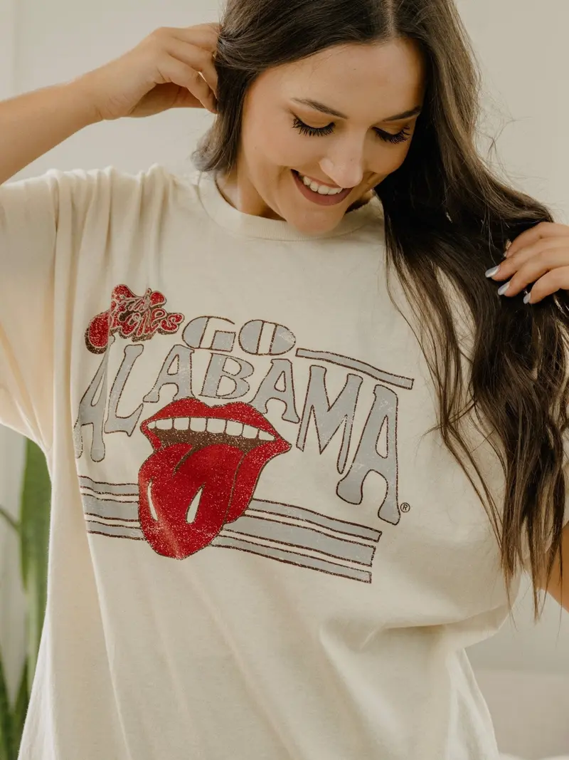 Rolling Stones University Of Alabama Stoned Off White Thrifted Tee 1