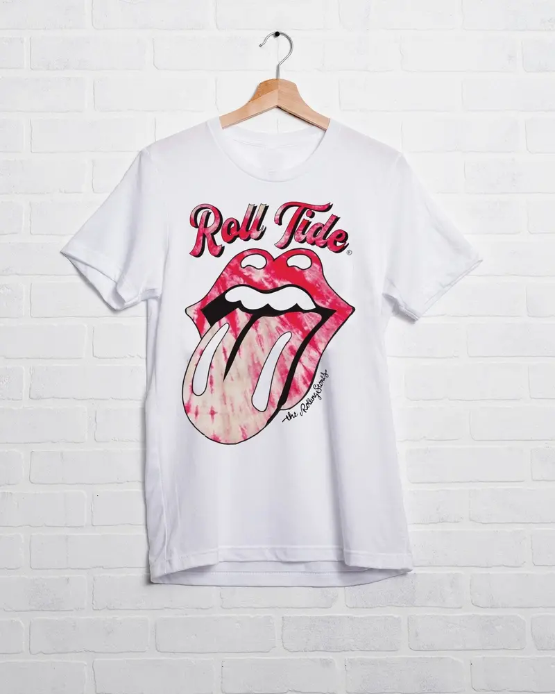 Rolling Stones University Of Alabama Tie Dye Lick White Tee 1