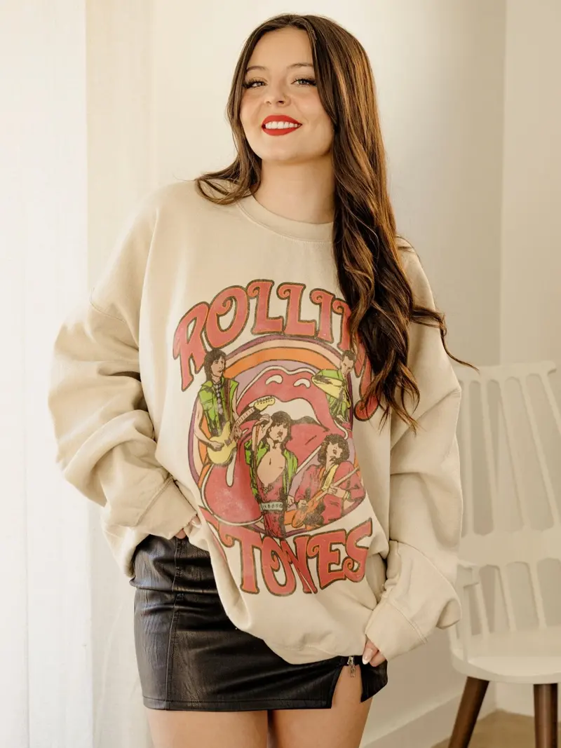 Rolling Stones Vintage Concert Sand Thrifted Sweatshirt 1