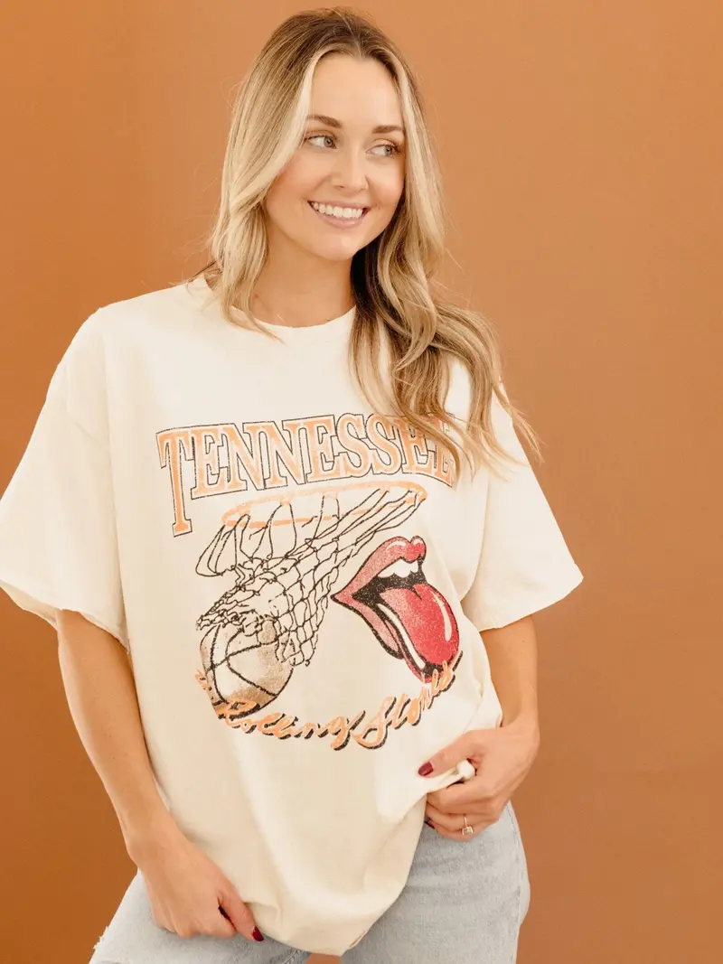 Rolling Stones Volunteers Basketball Net Off White Thrifted Tee 1