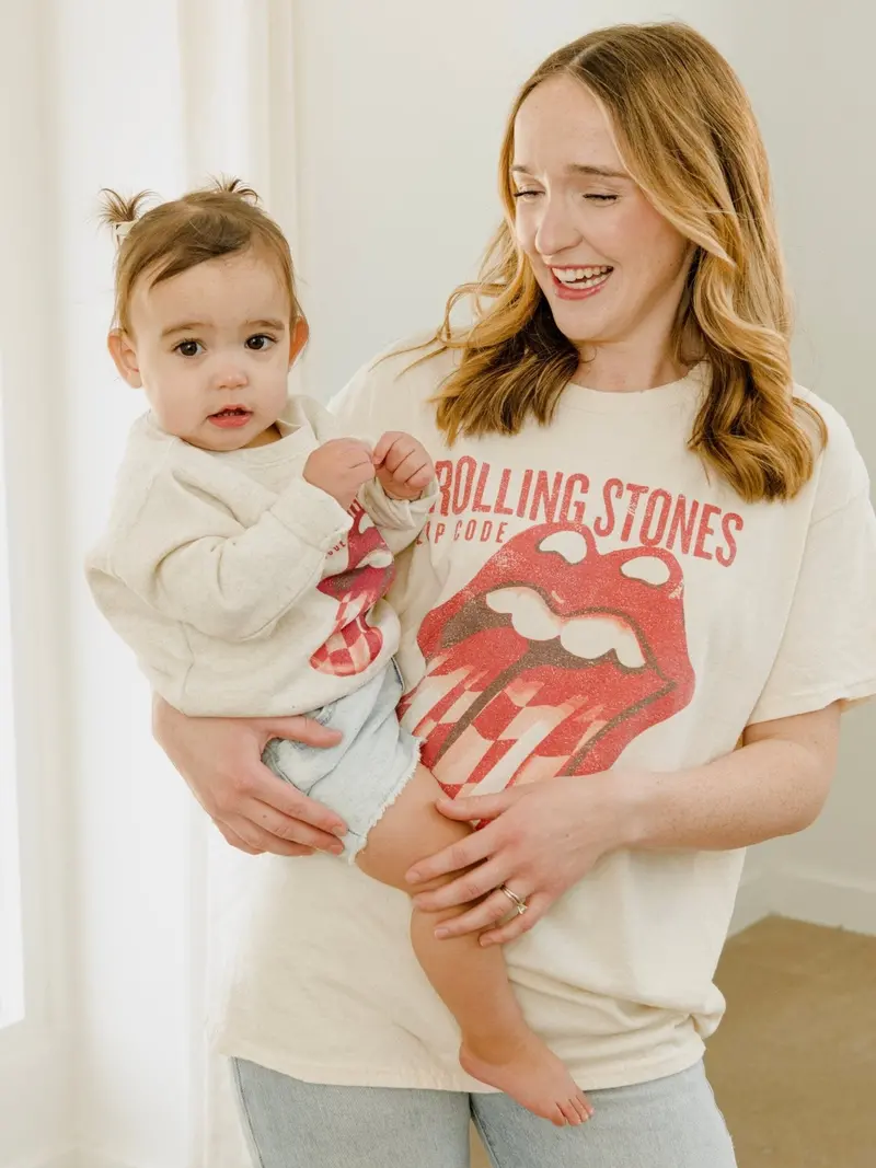 Rolling Stones Zip Code Off White Thrifted Distressed Tee 1