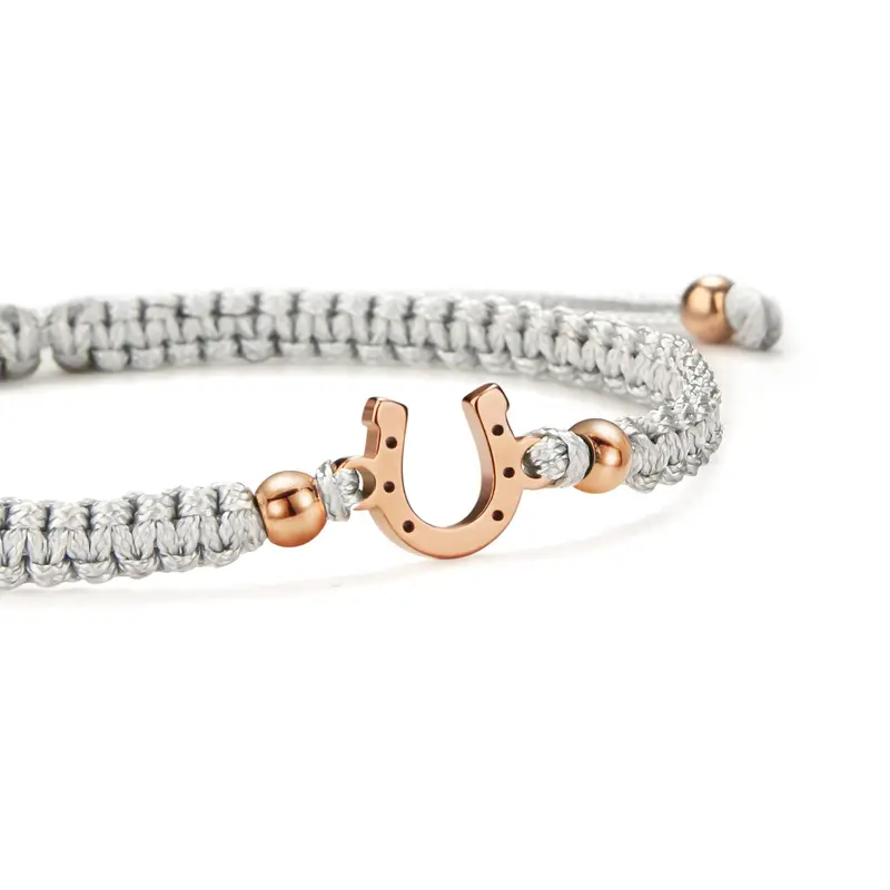 Rose Horse Rider Grey Braided Bracelet 1