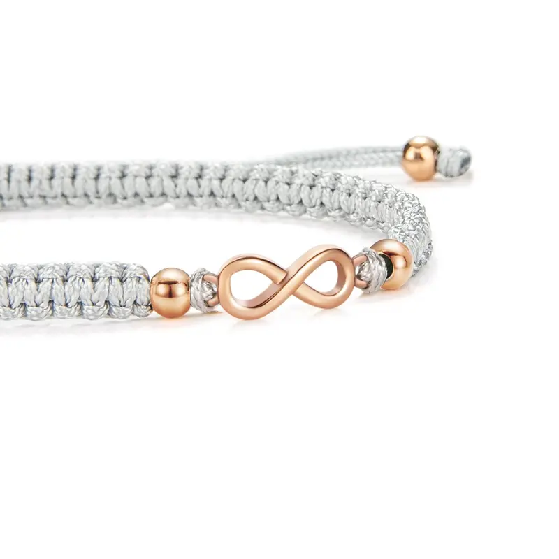 Rose Infinity Grey Braided Bracelet 1