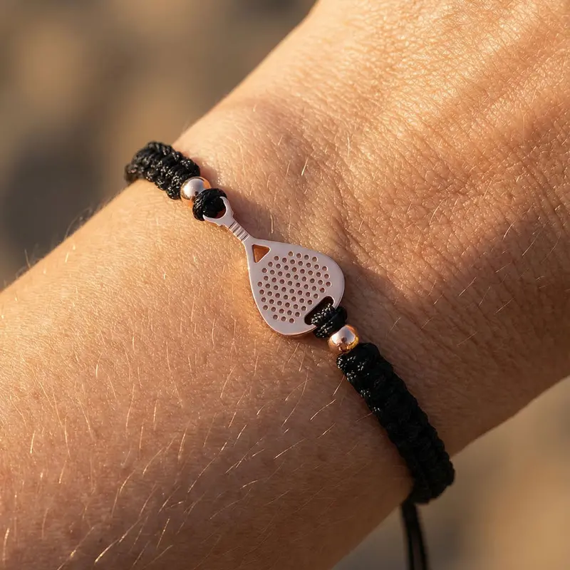 Rose Padel Black Braided Bracelet 2
