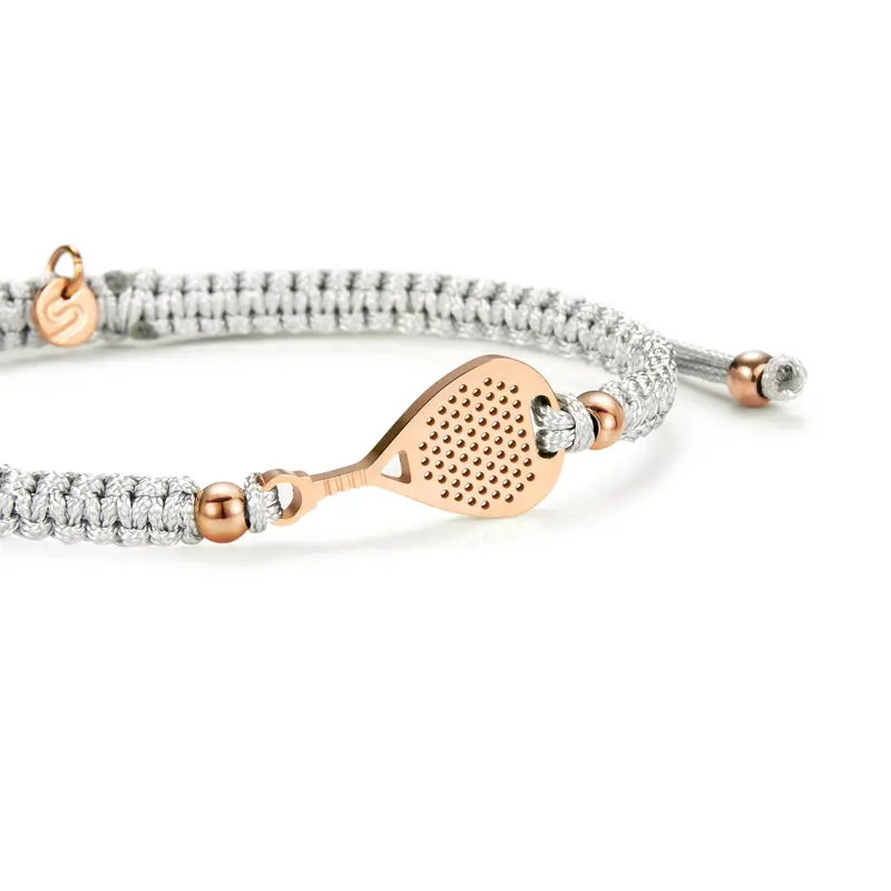 Rose Padel Grey Braided Bracelet 1