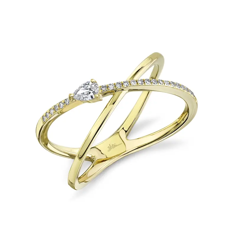 Shy Creation® Crisscross Pear Diamond Ring 1