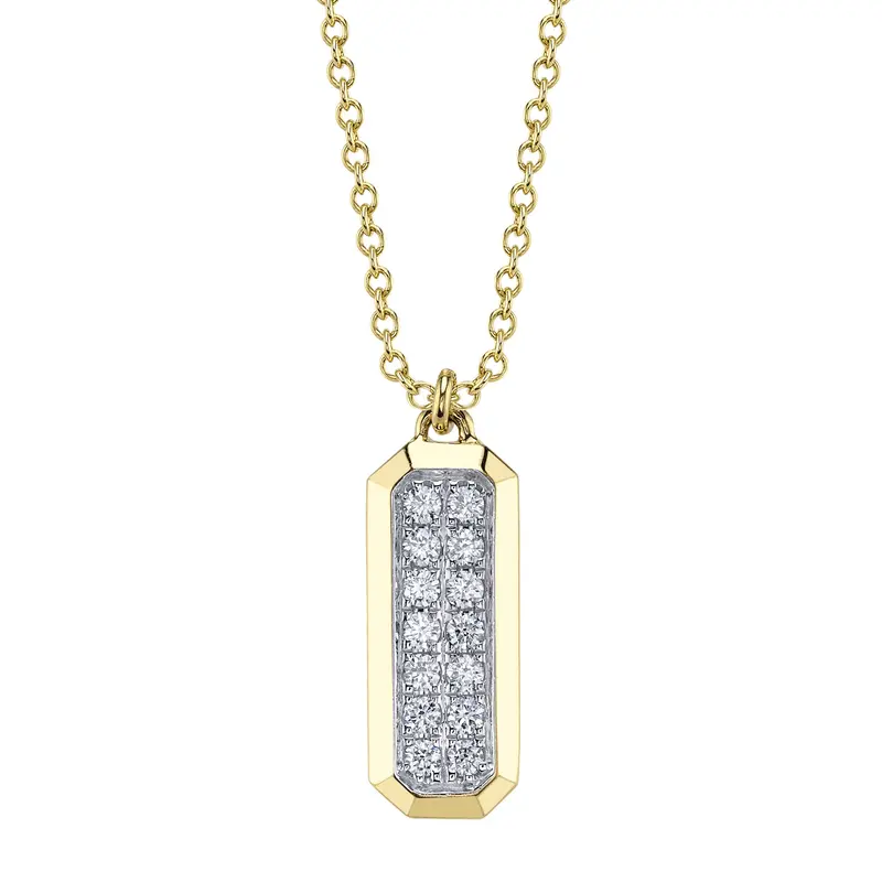 Shy Creation® Golden Edge Diamond Dog Tag Pendant 1