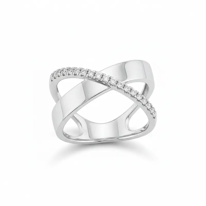 Shy Creation® Intersect Diamond Crossover Ring 1