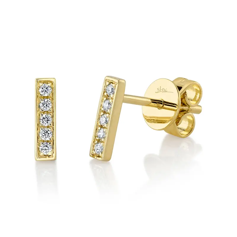 Shy Creation® Radiant Beam Diamond Bar Stud Earrings 1