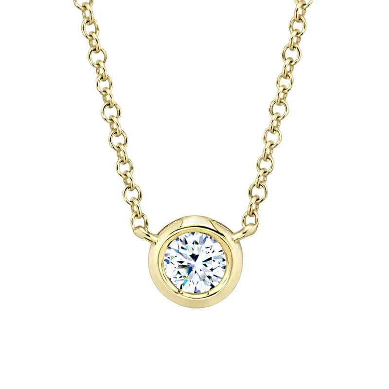 Shy Creation® Solstice Bezel Set Diamond Necklace Pendant 1