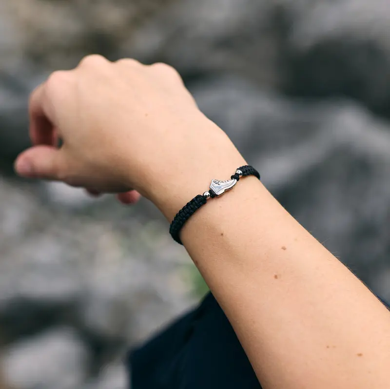 Silver Explorer Black Braided Bracelet 2