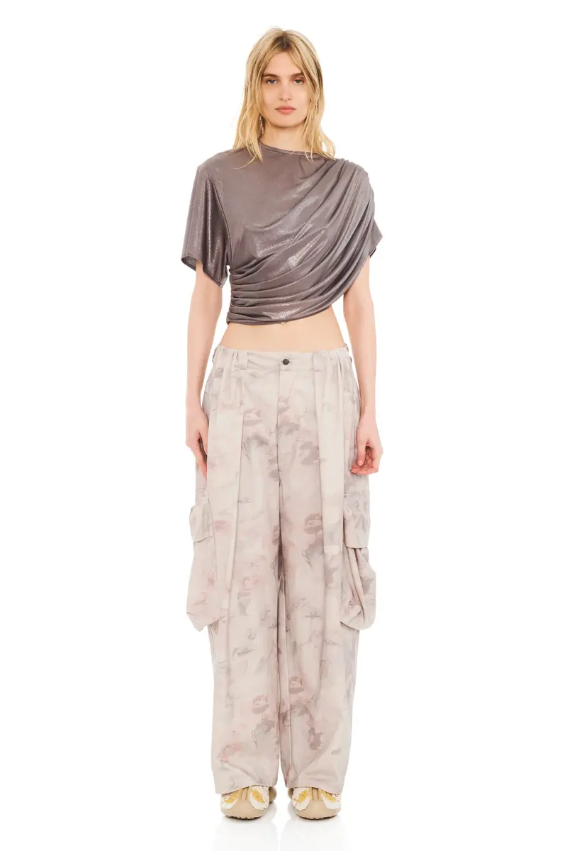 Silver Lame Eva Draped Top 1