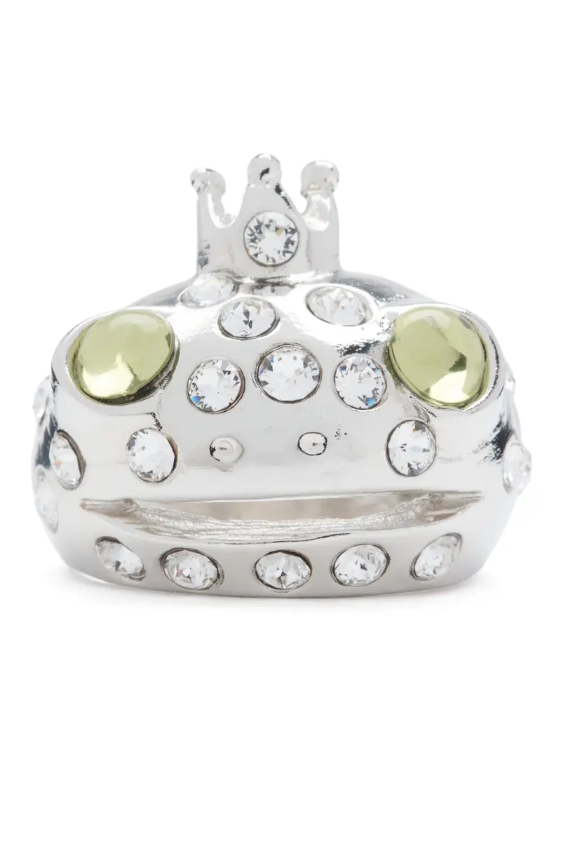 Silver Lime Freckles Frog Prince Ring 1