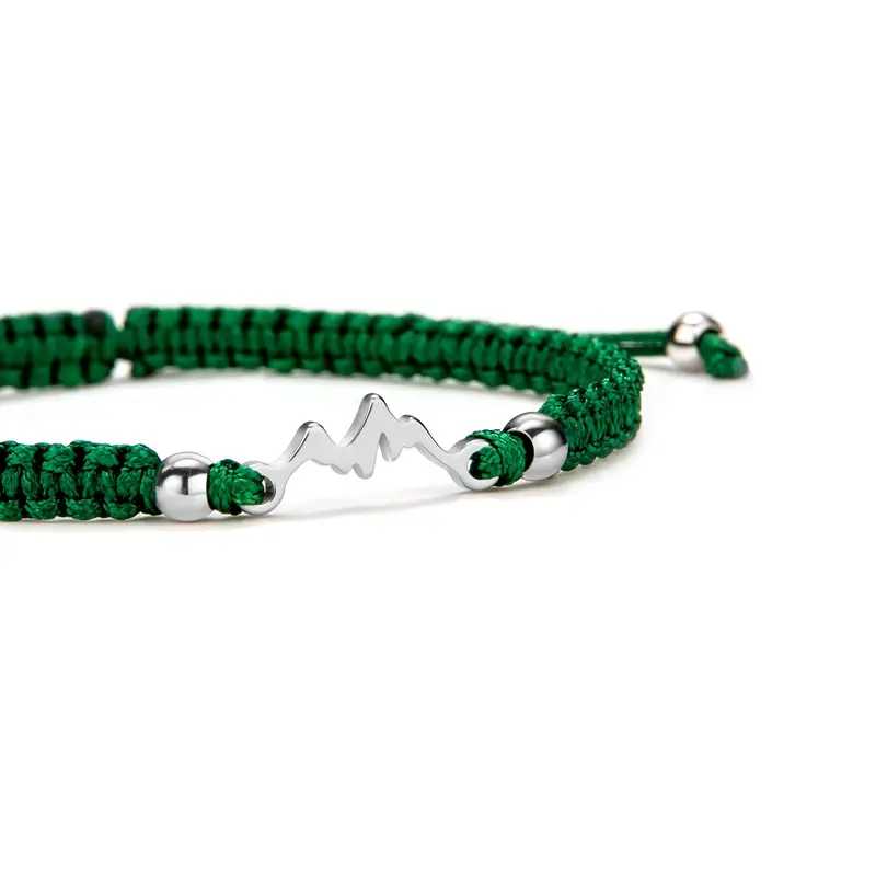 Silver Mountain Dark Green Braided Bracelet 1