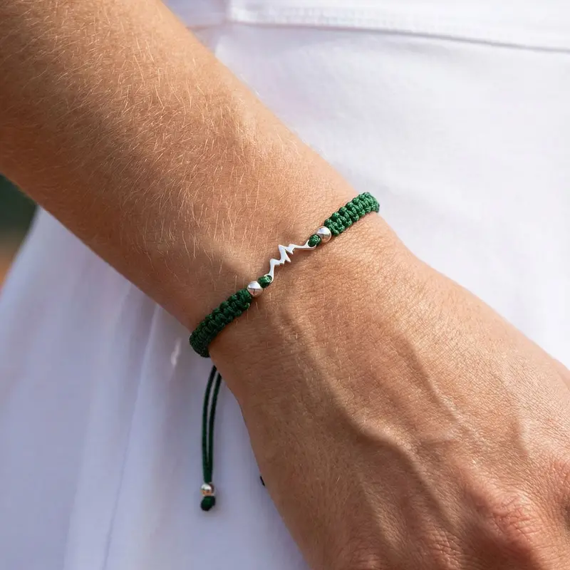 Silver Mountain Dark Green Braided Bracelet 2