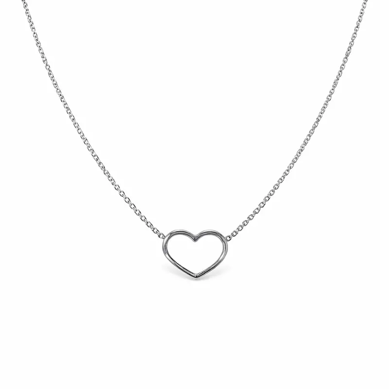 Silver Open Heart Adjustable Necklace 1