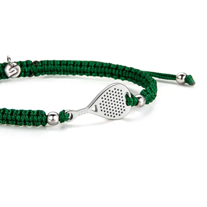 Silver Padel Dark Green Braided Bracelet 1