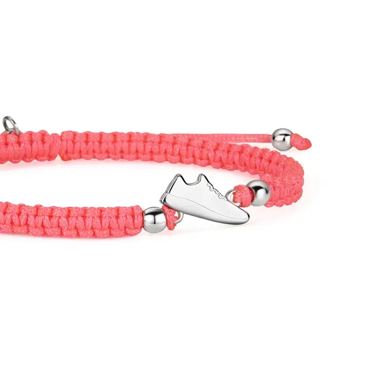 Silver Runner Neon Pink Braided Bracelet 1
