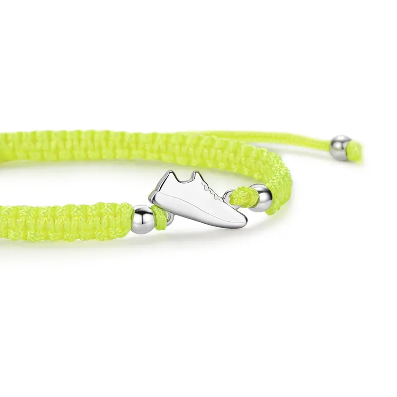Silver Runner Neon Yellow Braided Bracelet 1