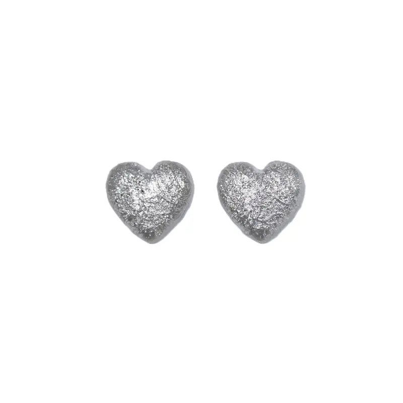 Silver Sparkle Heart Stud Earrings 1