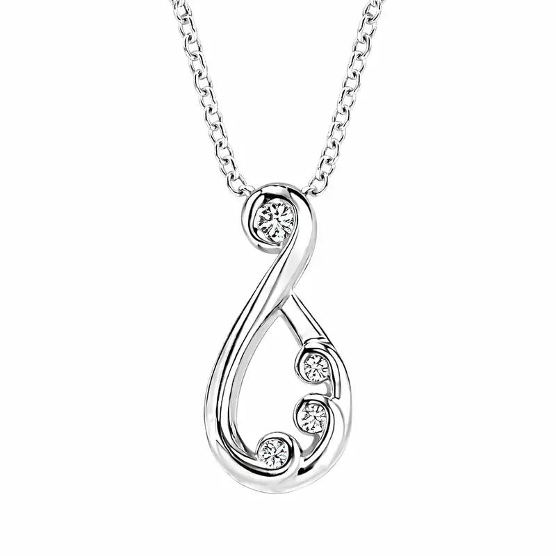 Silver Swirl Diamond Pendant 1