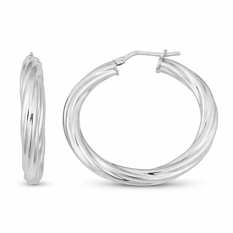 Silver Swirl Hoop Earrings 1