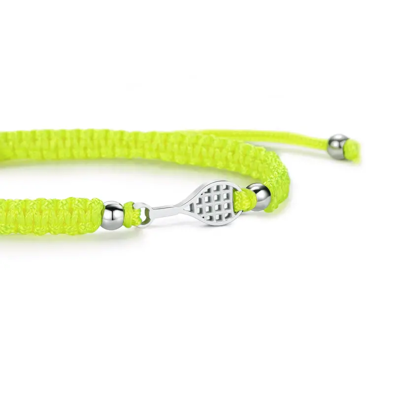 Silver Tennis Neon Yellow Braided Bracelet 1