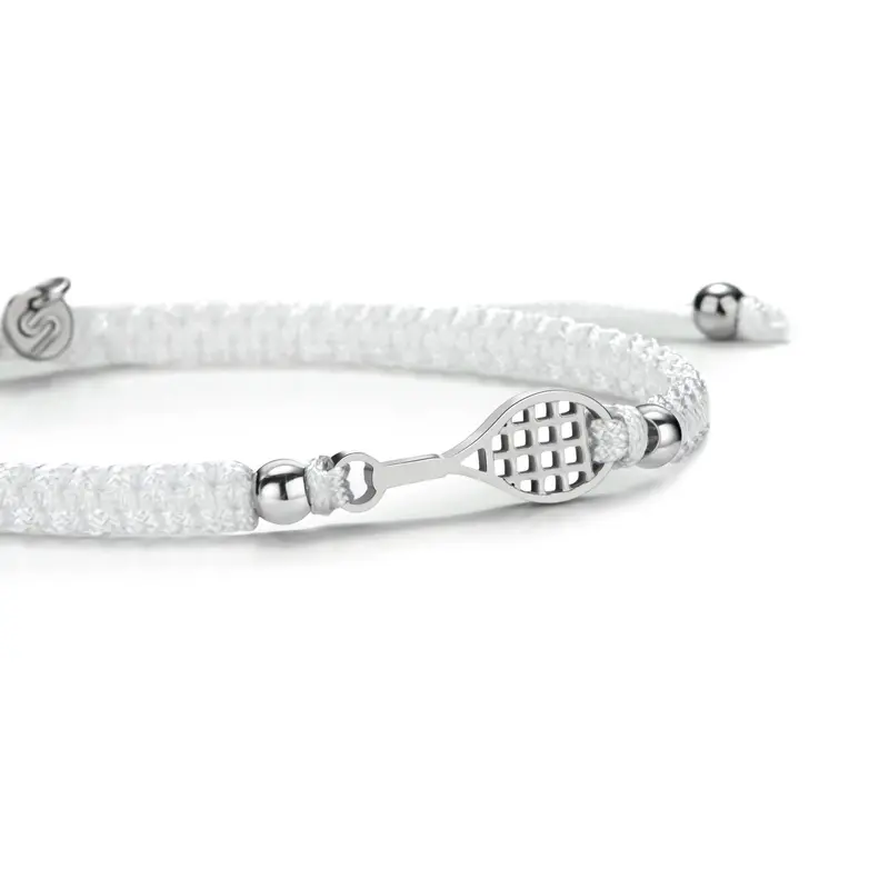 Silver Tennis White Braided Bracelet 1