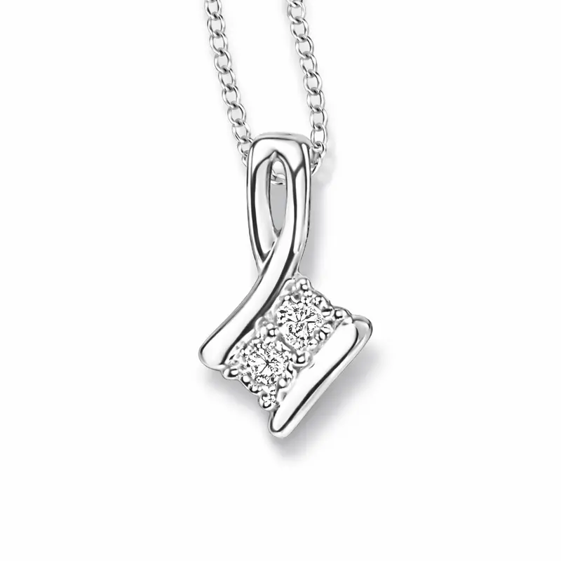 Silver Twin Diamond Pendant 1