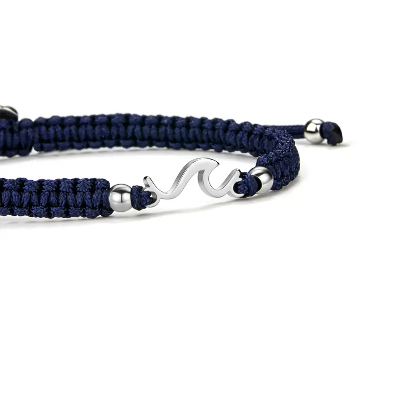Silver Wave Royal Blue Braided Bracelet 1
