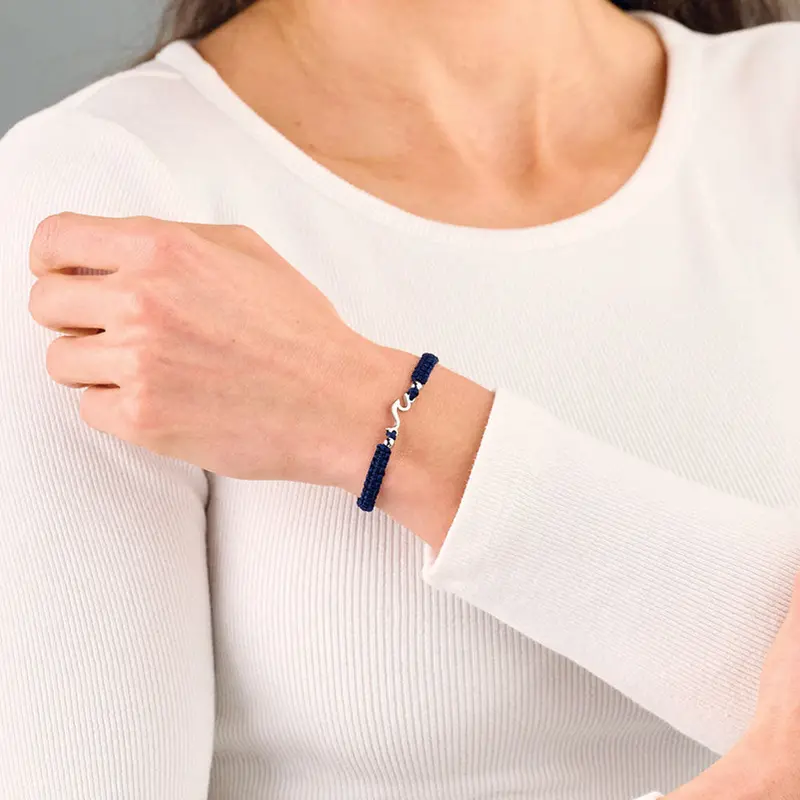 Silver Wave Royal Blue Braided Bracelet 2