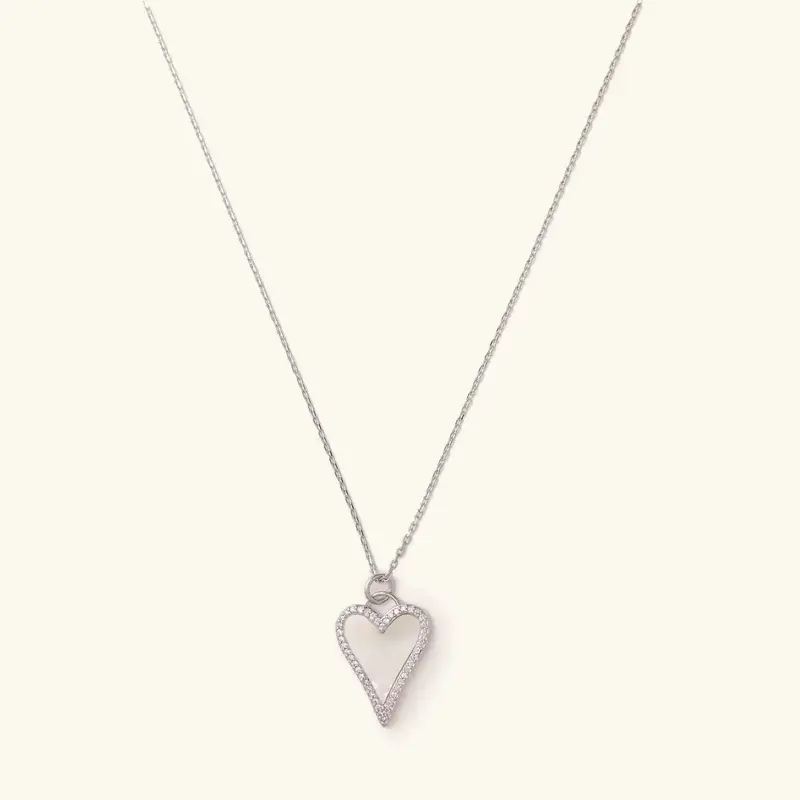 Silver White Shell Heart Adjustable Necklace 1