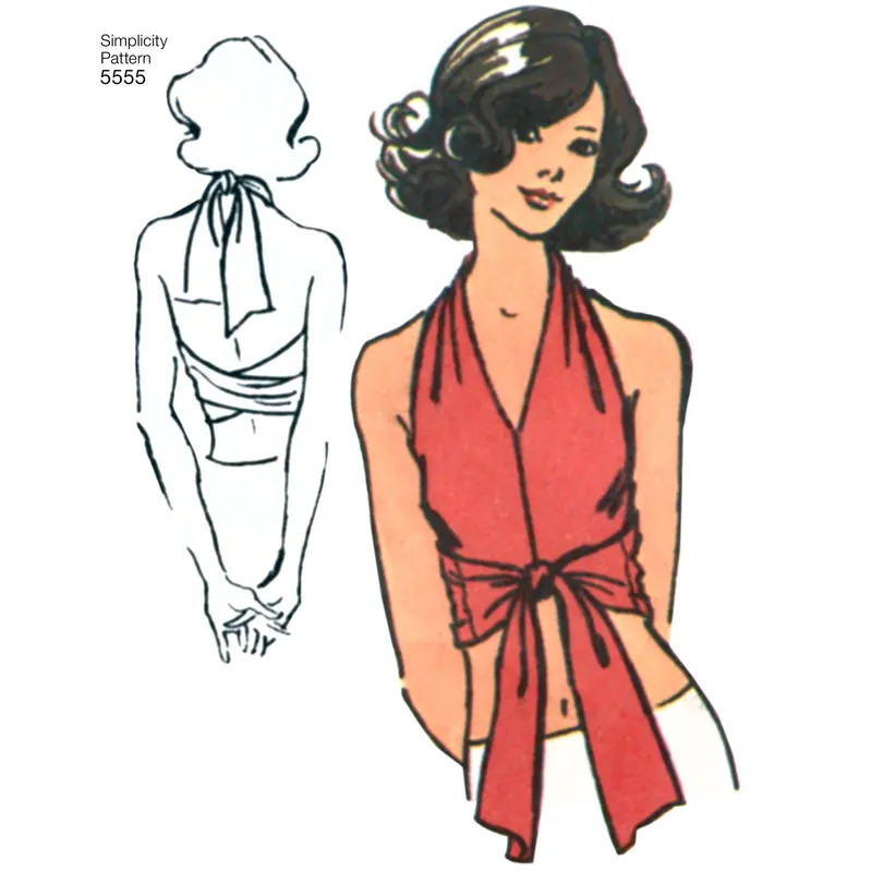 Simplicity 1950'S Vintage Wrap And Tie Top S5555 1