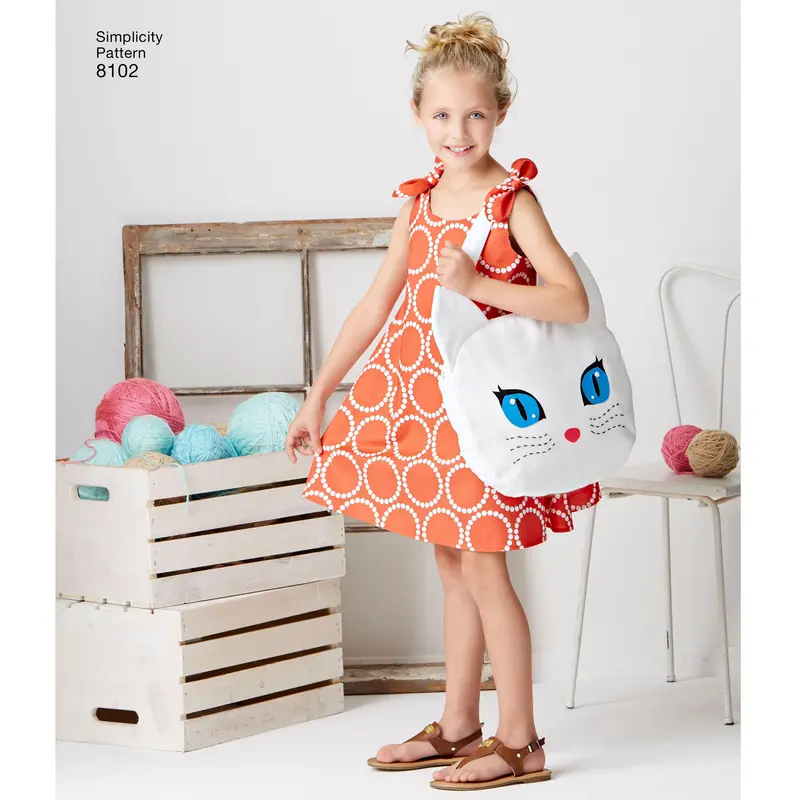 Simplicity Childs Sundress And Tote S8102 1