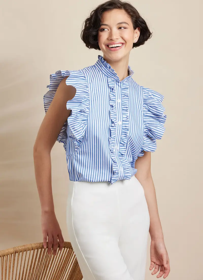 Simplicity Ruffled Button Front Top S3134 1