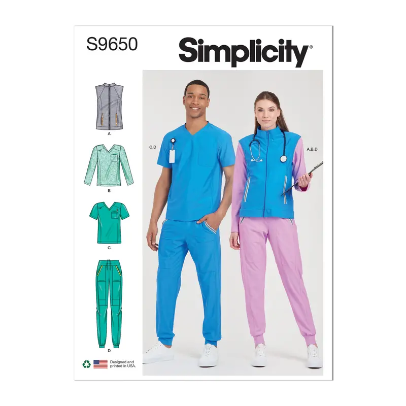 Simplicity Unisex Knit Scrubs S9650 1