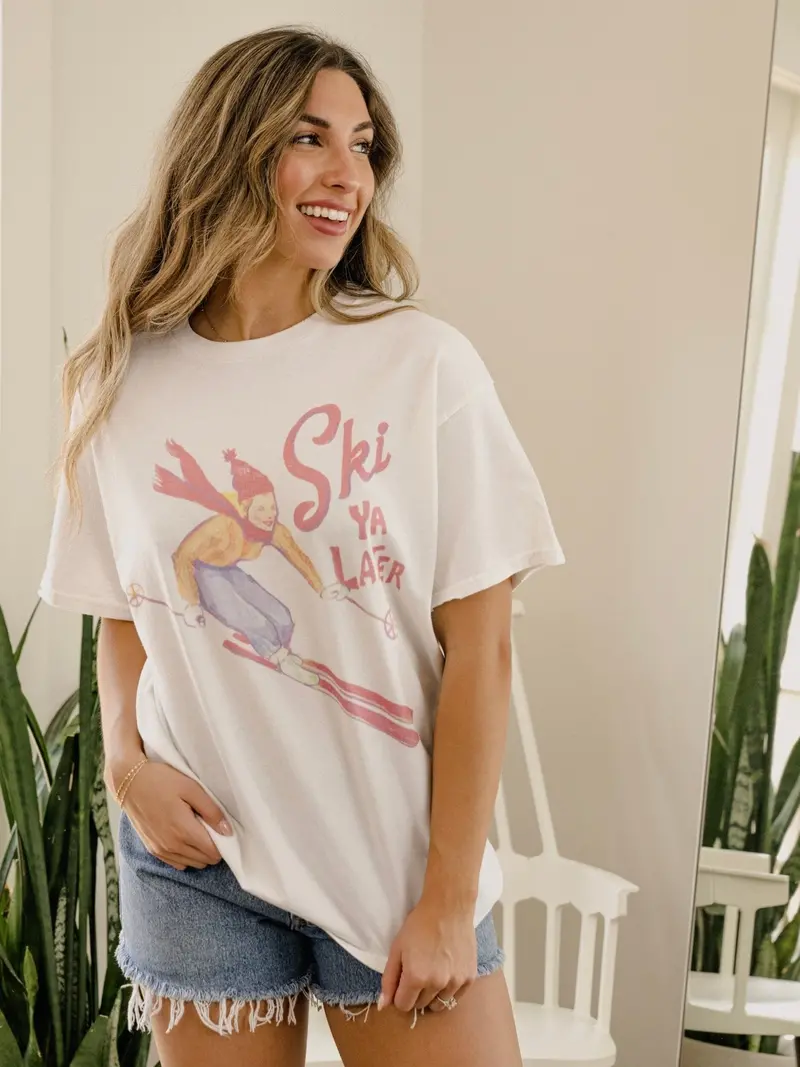 Ski Ya Later White Thrifted Tee 1