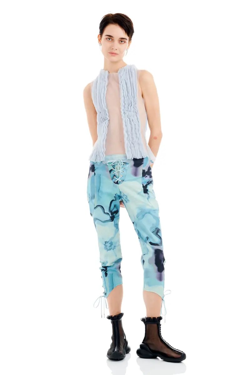 Sky Watercolor Floral Baneberry Pant 1