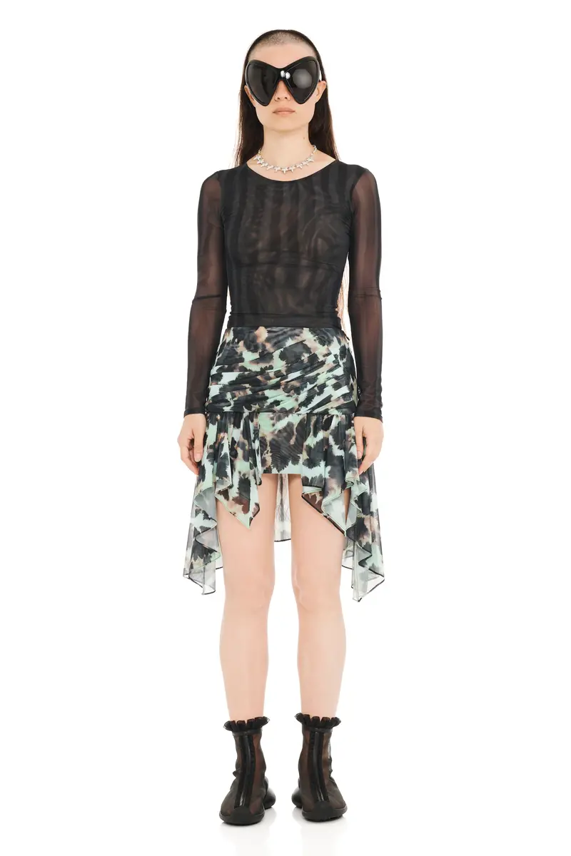 Snow Leopard Celosia Mini Skirt 1