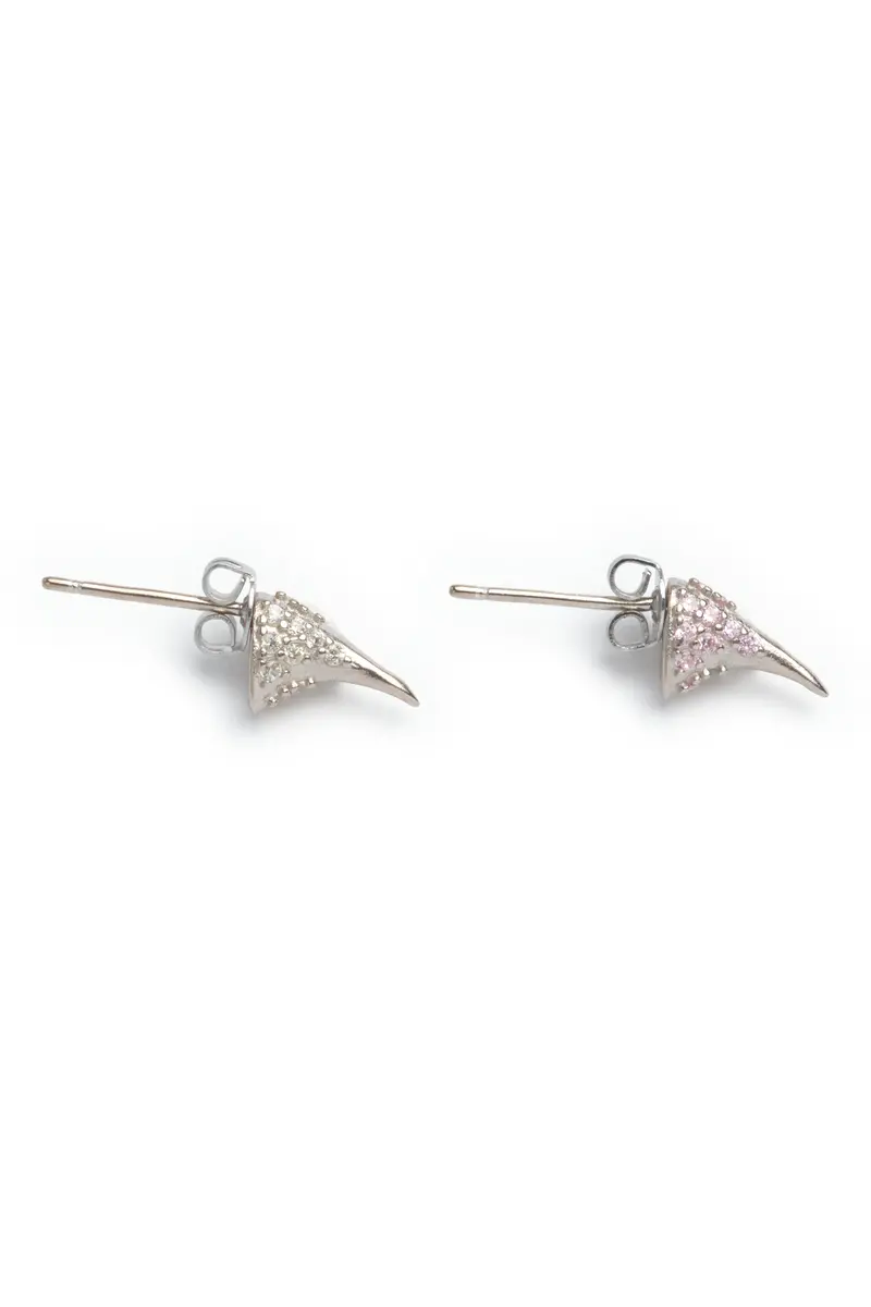Soft Pink Clear Rhinestone Horn Studs 1