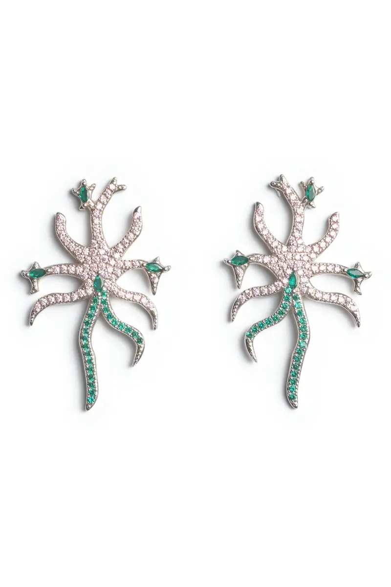 Soft Pink Emerald Etoile Earrings 1