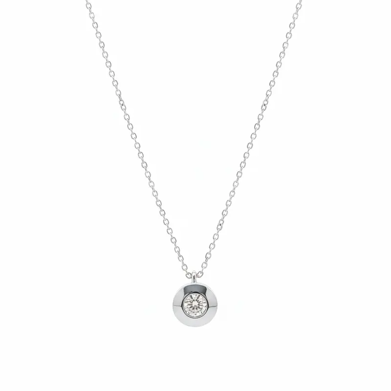 Solo Point Bezel Diamond Pendant Necklace 1