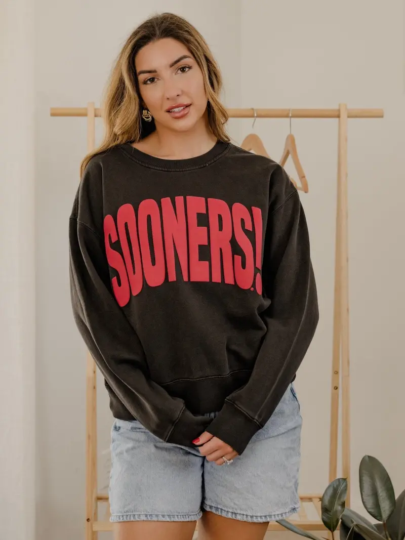 Sooners Mono Puff Ink Charcoal Hi-Dive Oversized Crew Sweatshirt 1