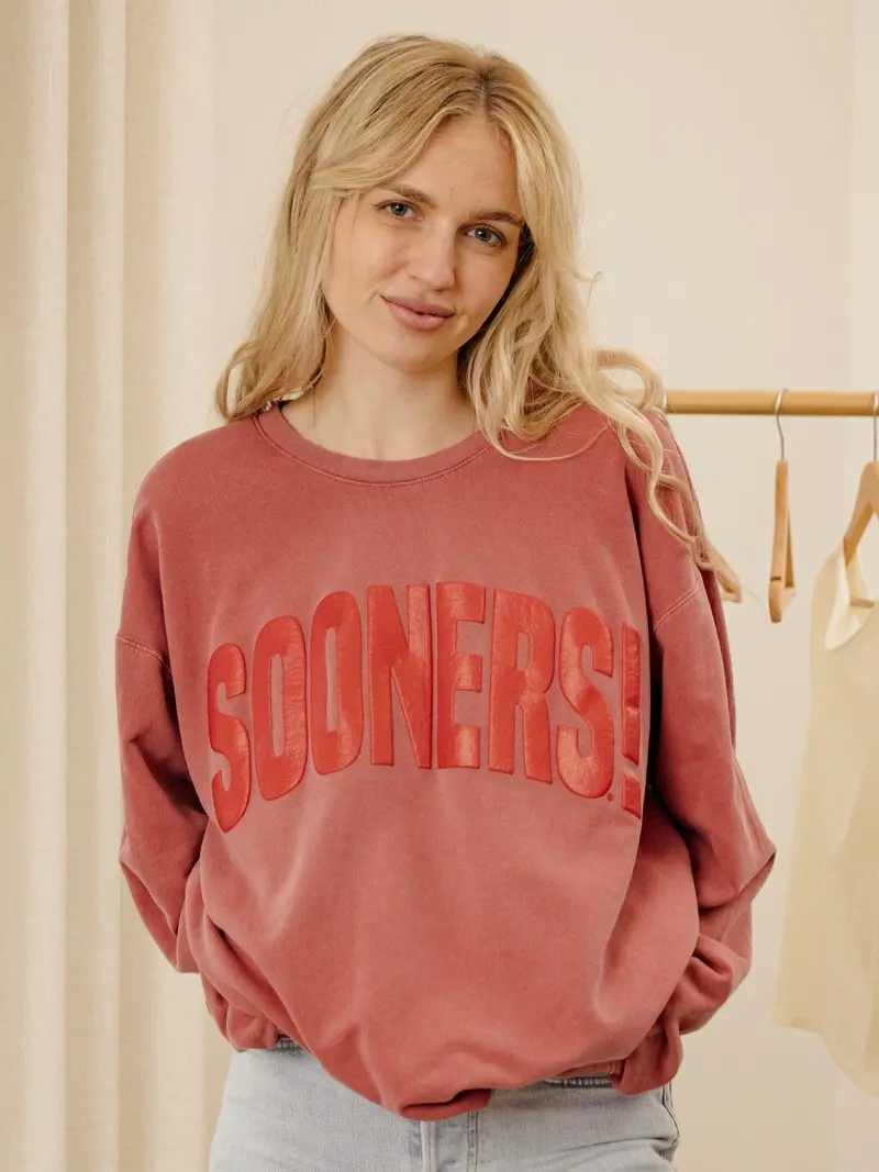 Sooners Mono Puff Ink Crimson Sweatshirt 1