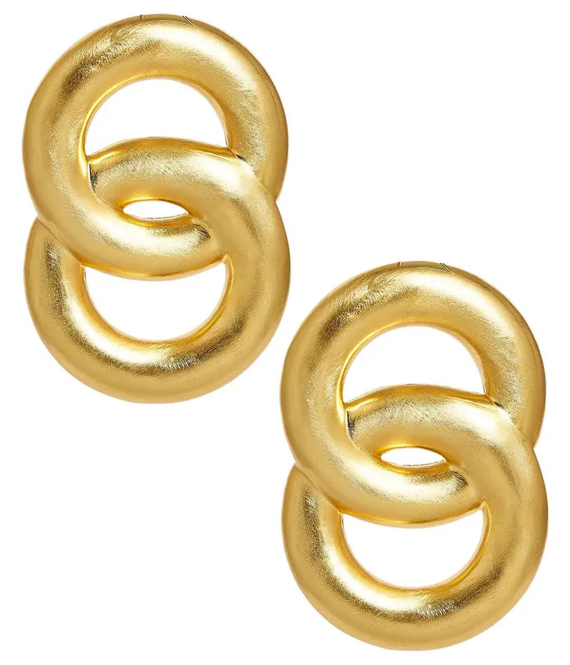 Spencer Earring - Medium - Brushed Gold 1